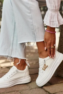 Discount Trampki Buty Sportowe Damskie Na Platformie Z Ozdobą Białe Vinceza 13613 Damskie Sneakersy Damskie