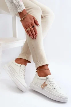 Discount Trampki Buty Sportowe Damskie Na Platformie Z Ozdobą Białe Vinceza 13613 Damskie Sneakersy Damskie