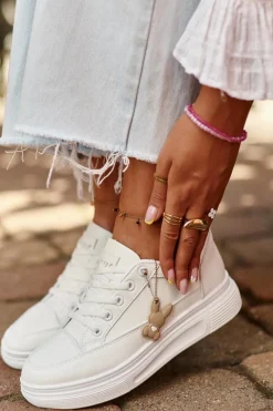 Discount Trampki Buty Sportowe Damskie Na Platformie Z Ozdobą Białe Vinceza 13613 Damskie Sneakersy Damskie