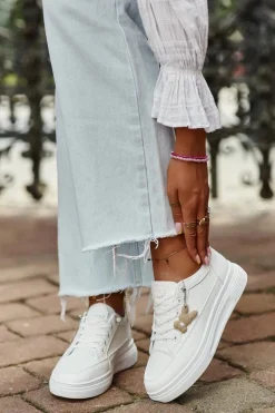 Discount Trampki Buty Sportowe Damskie Na Platformie Z Ozdobą Białe Vinceza 13613 Damskie Sneakersy Damskie