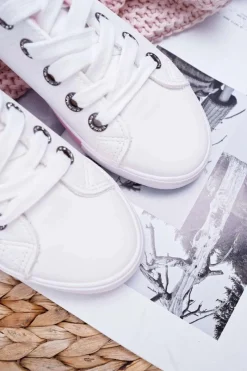 Trampki Damskie Niskie></noscript>Boto Trampki Damskie Białe Różowy Pasek Nigrid2