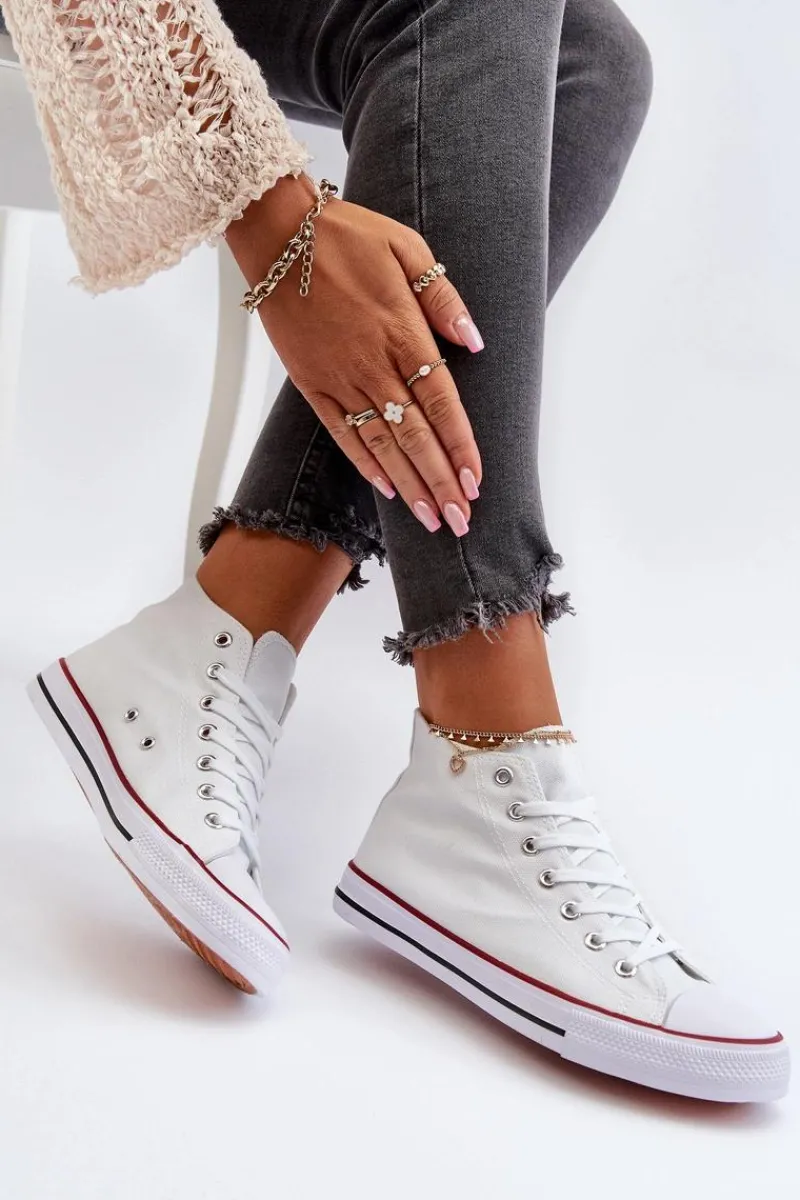 Sale Boto Trampki Damskie Białe Socerio Biały