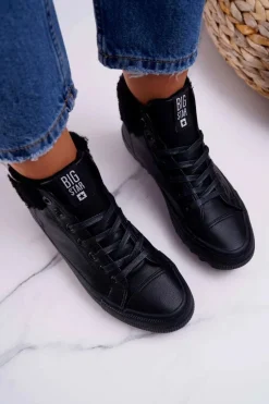 Trampki Ocieplane|Trampki Damskie Big Star></noscript>Big Star Shoes Trampki Damskie Big Star Wysokie Ocieplane Czarne EE274145