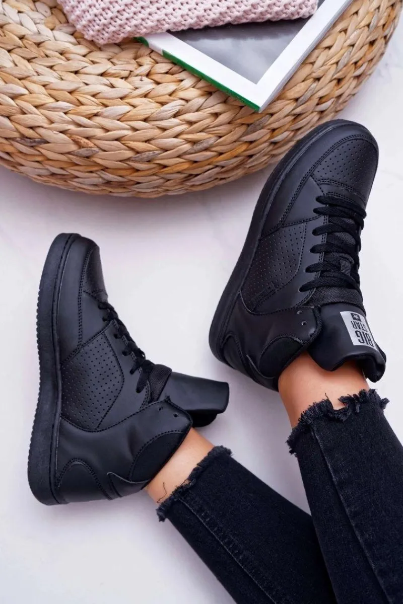 New Big Star Shoes Trampki Damskie Big Star Wysokie Czarne EE274211