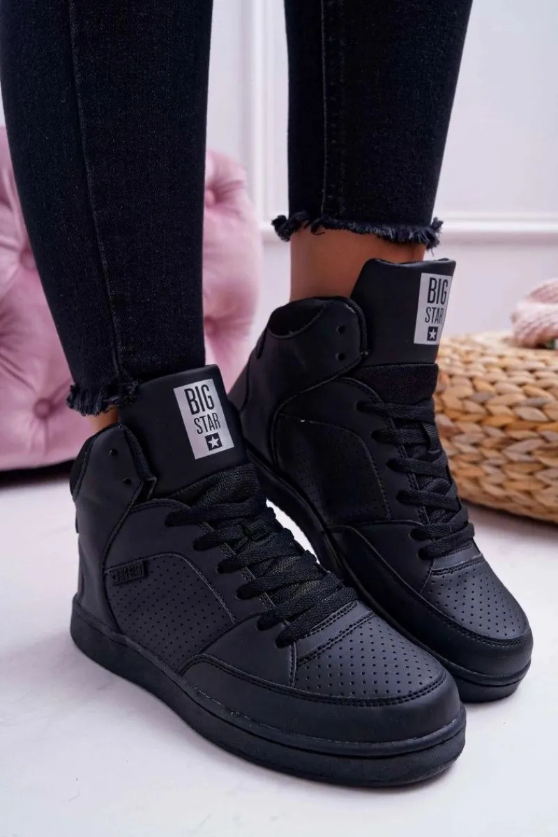 New Big Star Shoes Trampki Damskie Big Star Wysokie Czarne EE274211
