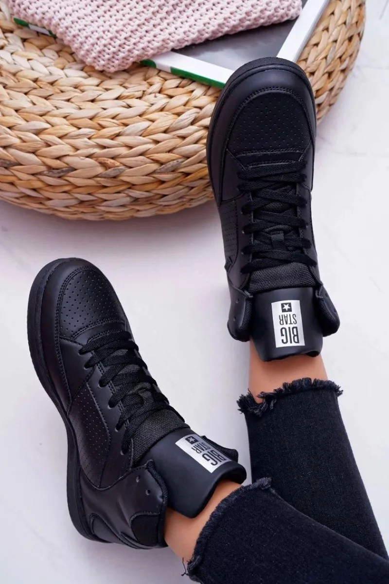 New Big Star Shoes Trampki Damskie Big Star Wysokie Czarne EE274211