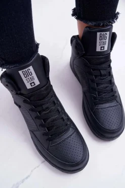 New Big Star Shoes Trampki Damskie Big Star Wysokie Czarne EE274211