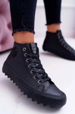 Trampki Ocieplane|Trampki Damskie Big Star></noscript>Big Star Shoes Trampki Damskie Big Star Wysokie Ocieplane Czarne EE274110
