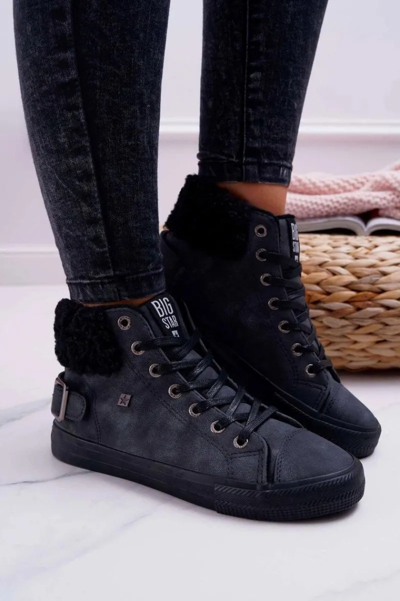 Discount Trampki Damskie Big Star Wysokie Ocieplane Czarne EE274080 Damskie Trampki Ocieplane|Trampki Damskie Big Star