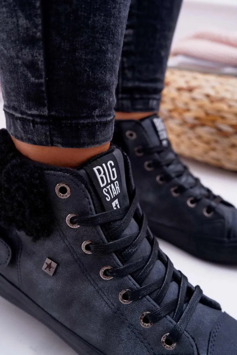 Discount Trampki Damskie Big Star Wysokie Ocieplane Czarne EE274080 Damskie Trampki Ocieplane|Trampki Damskie Big Star