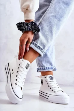 Clearance Big Star Shoes Trampki Damskie Big Star Białe GG274013 Biały