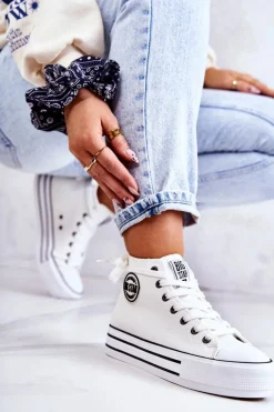 Clearance Big Star Shoes Trampki Damskie Big Star Białe GG274013 Biały