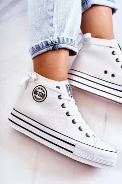 Clearance Big Star Shoes Trampki Damskie Big Star Białe GG274013 Biały