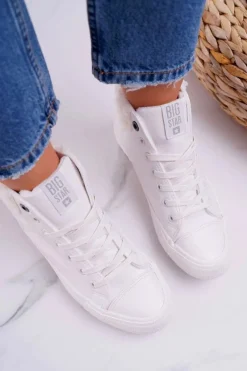 Big Star Shoes Trampki Damskie Big Star Wysokie Ocieplane Białe EE274146