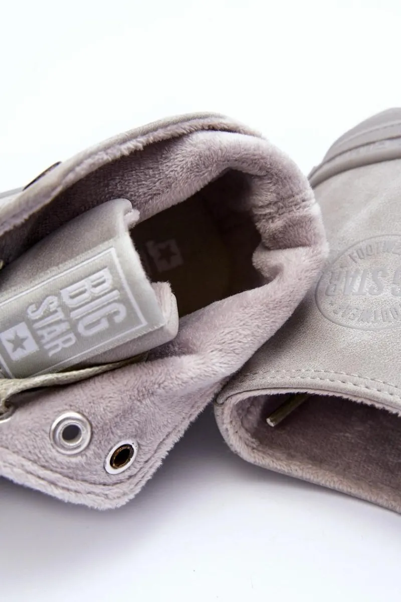 Trampki Ocieplane|Trampki Damskie Big Star>Big Star Shoes Trampki Damskie Big Star Wysokie Ocieplane Szare GG274070 Szary