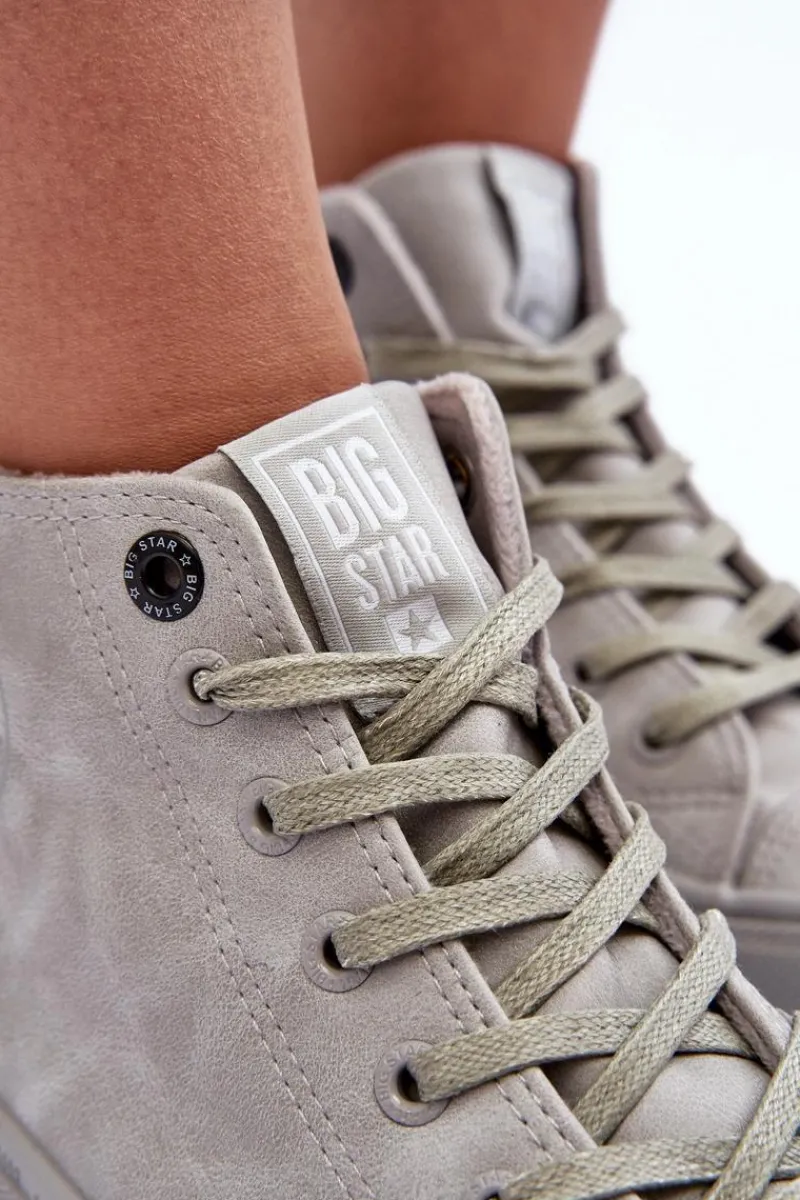 Trampki Ocieplane|Trampki Damskie Big Star>Big Star Shoes Trampki Damskie Big Star Wysokie Ocieplane Szare GG274070 Szary