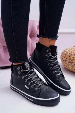 Best Trampki Damskie Big Star Wysokie Czarne Ocieplane EE274410 Damskie Trampki Ocieplane|Trampki Damskie Big Star