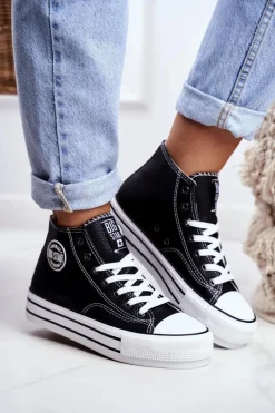 Trampki Damskie Big Star Czarne GG274012 Damskie Trampki Damskie Big Star|Trampki Damskie Wysokie