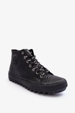 Trampki Ocieplane|Trampki Damskie Big Star></noscript>Big Star Shoes Trampki Damskie Big Star Wysokie Ocieplane Czarne EE274110 Czarny