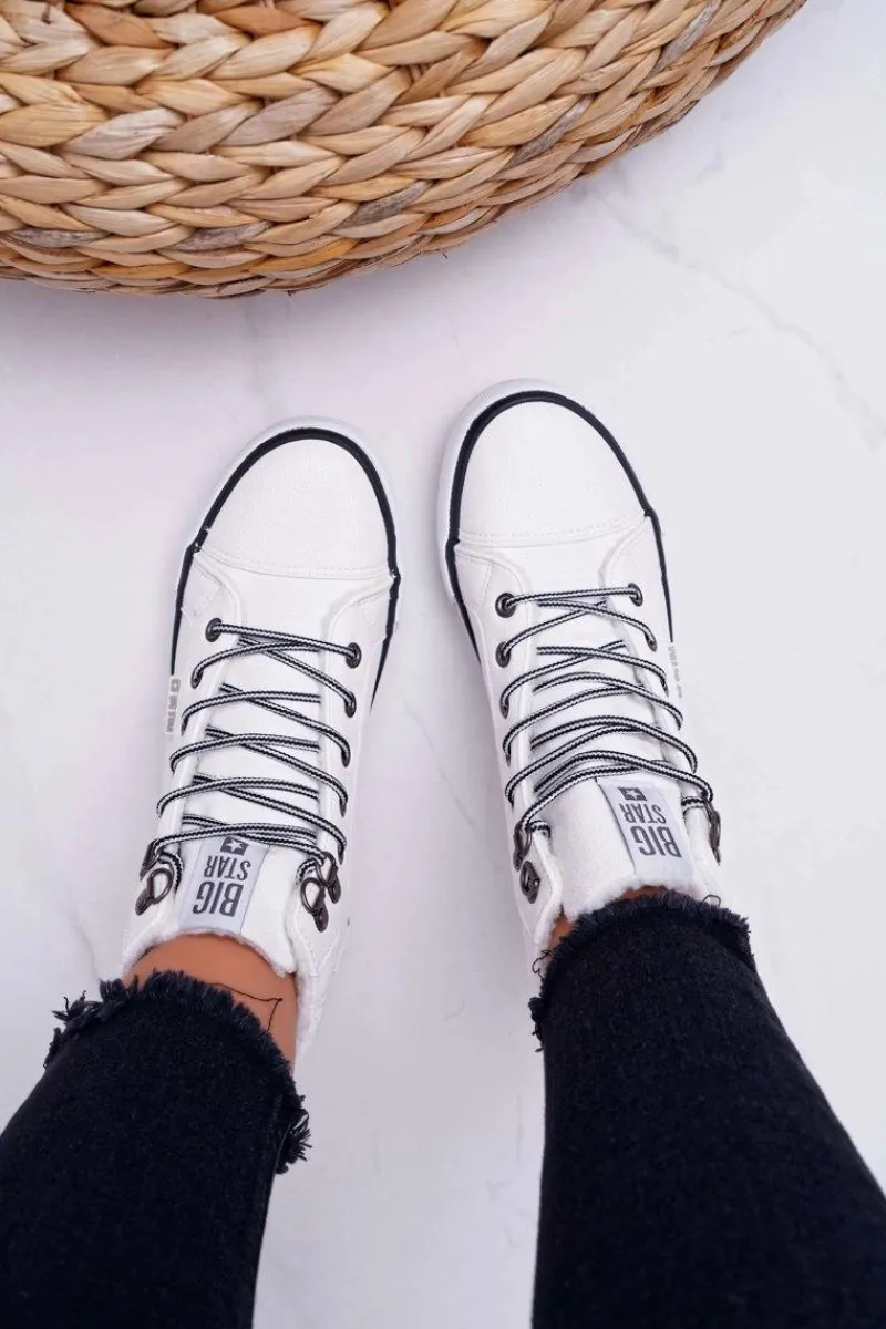 Online Big Star Shoes Trampki Damskie Big Star Wysokie Białe Ocieplane EE274411