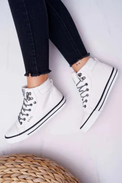 Online Big Star Shoes Trampki Damskie Big Star Wysokie Białe Ocieplane EE274411