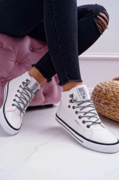 Online Big Star Shoes Trampki Damskie Big Star Wysokie Białe Ocieplane EE274411