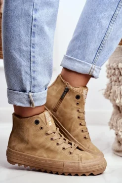 Trampki Ocieplane|Trampki Damskie Big Star>Big Star Shoes Trampki Damskie Big Star Wysokie Ocieplane Camel GG274072