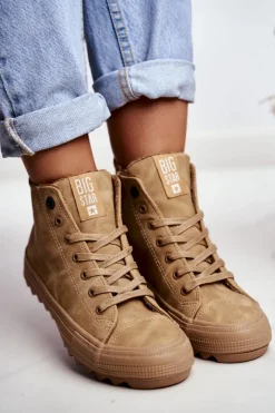 Trampki Ocieplane|Trampki Damskie Big Star></noscript>Big Star Shoes Trampki Damskie Big Star Wysokie Ocieplane Camel GG274072