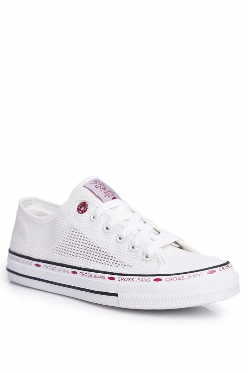 Online Trampki Damskie Białe Siateczka FF2R4016C Damskie Trampki Damskie Cross Jeans