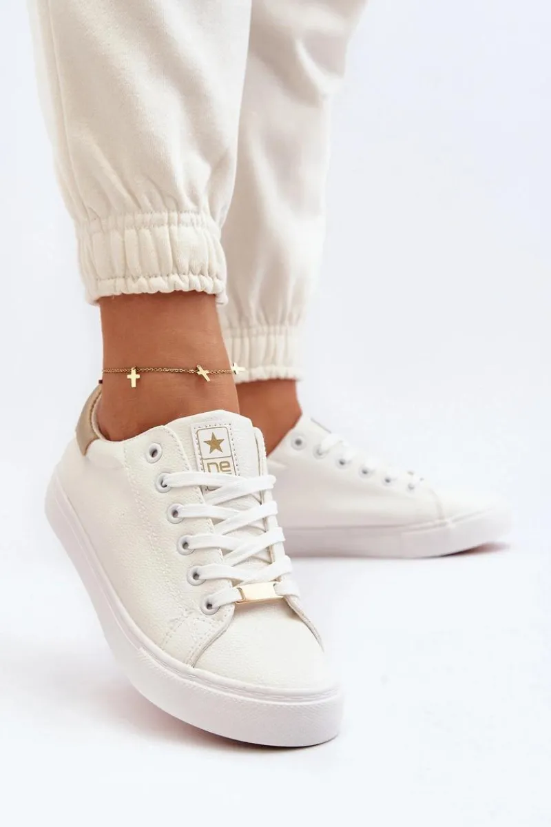 Sale Evento Trampki Damskie Eko Skóra Białe Tiraelle Biały