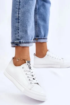 Sale Boto Trampki Damskie Klasyczne Białe Ville Biały