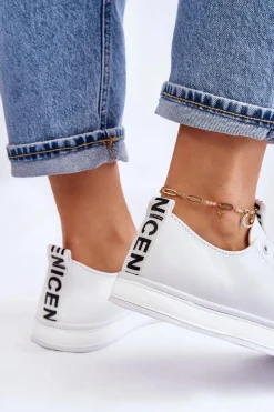 Sale Boto Trampki Damskie Klasyczne Białe Ville Biały