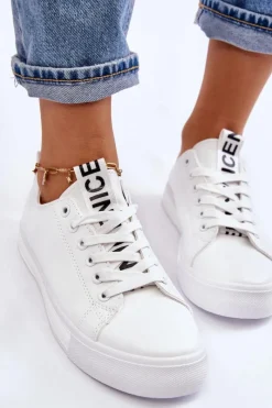 Sale Boto Trampki Damskie Klasyczne Białe Ville Biały