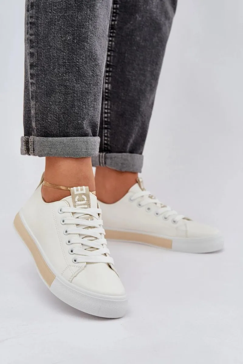 Trampki Damskie Niskie>Boto Trampki Damskie Klasyczne Złote Ville Złoty