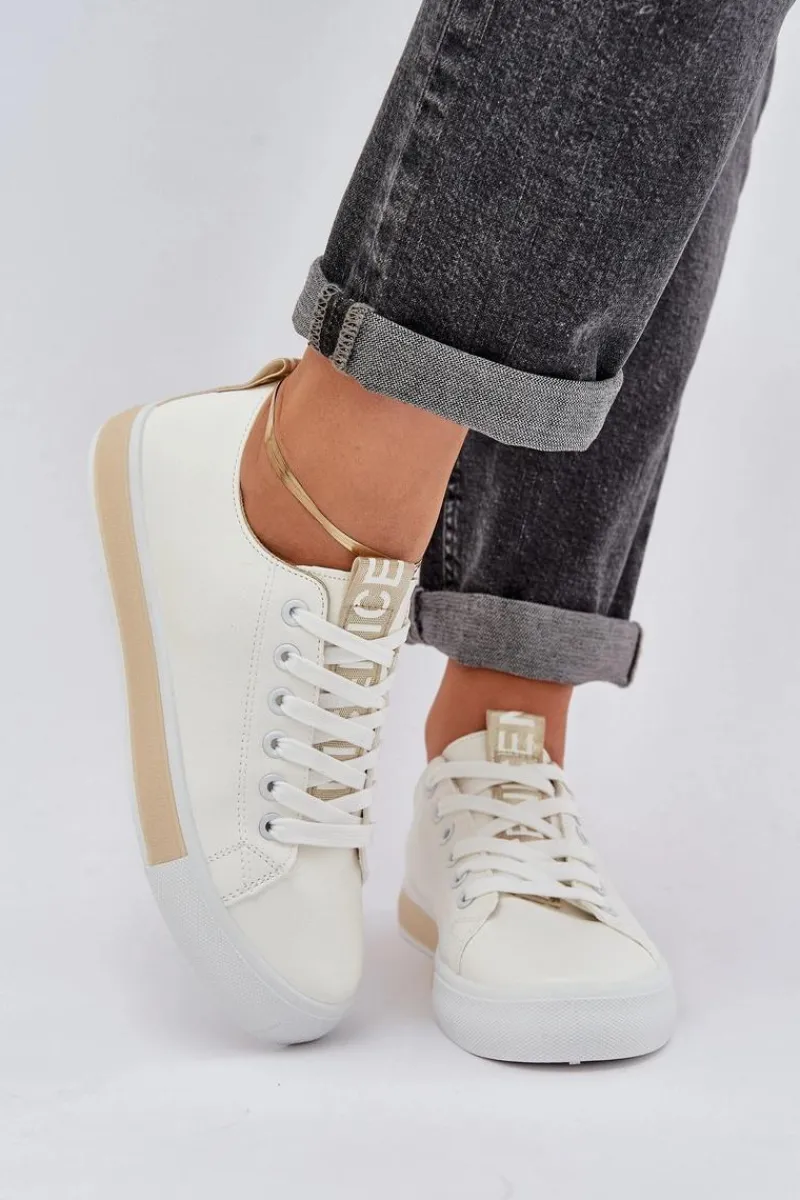 Trampki Damskie Niskie>Boto Trampki Damskie Klasyczne Złote Ville Złoty