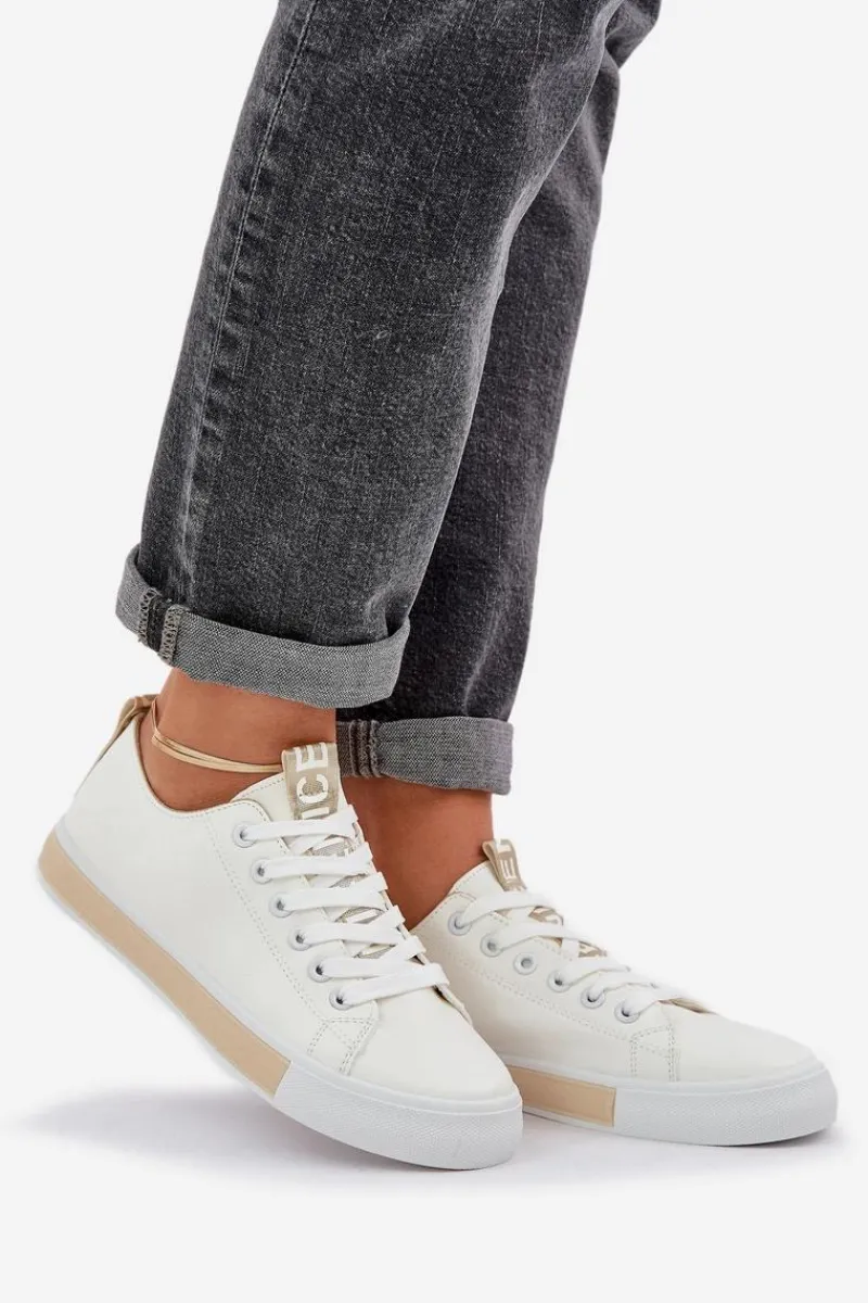 Trampki Damskie Niskie>Boto Trampki Damskie Klasyczne Złote Ville Złoty