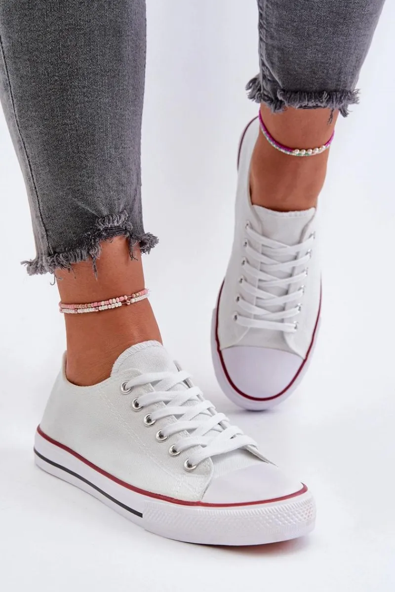 Trampki Damskie Niskie>Boto Trampki Damskie Klasyczne Niskie Białe Caelira