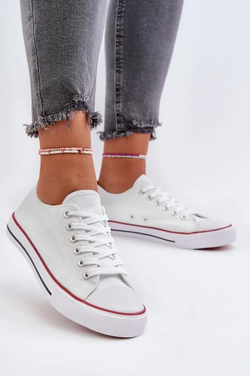 Trampki Damskie Niskie>Boto Trampki Damskie Klasyczne Niskie Białe Caelira