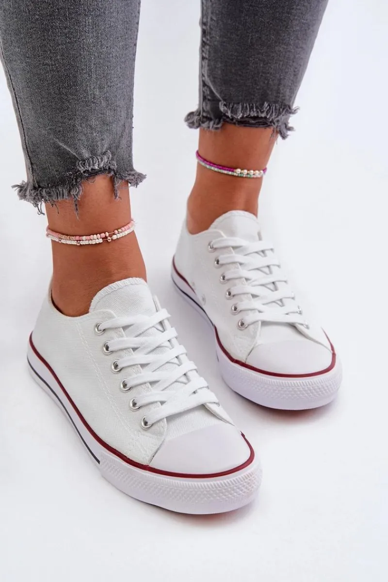 Trampki Damskie Niskie>Boto Trampki Damskie Klasyczne Niskie Białe Caelira