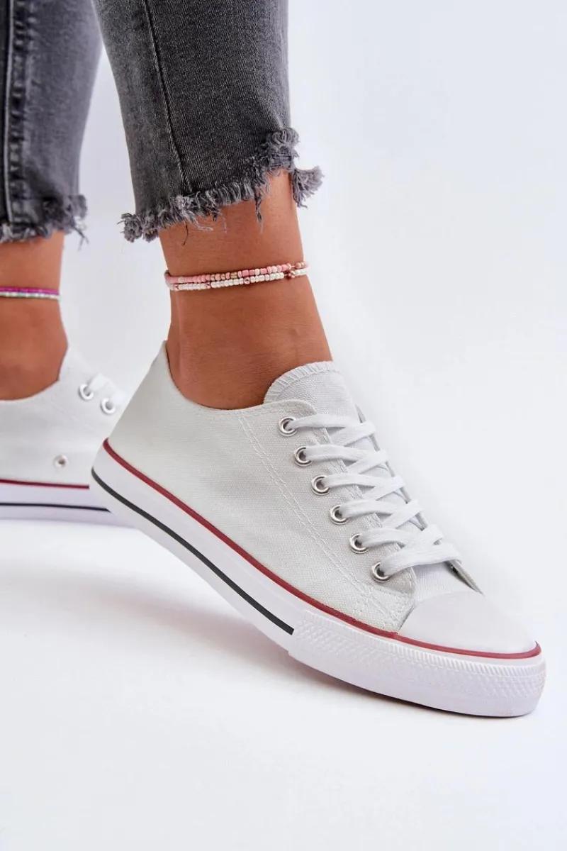 Trampki Damskie Niskie>Boto Trampki Damskie Klasyczne Niskie Białe Caelira