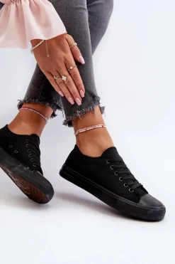 Trampki Damskie Niskie>Boto Trampki Damskie Klasyczne Niskie Czarne Caelira