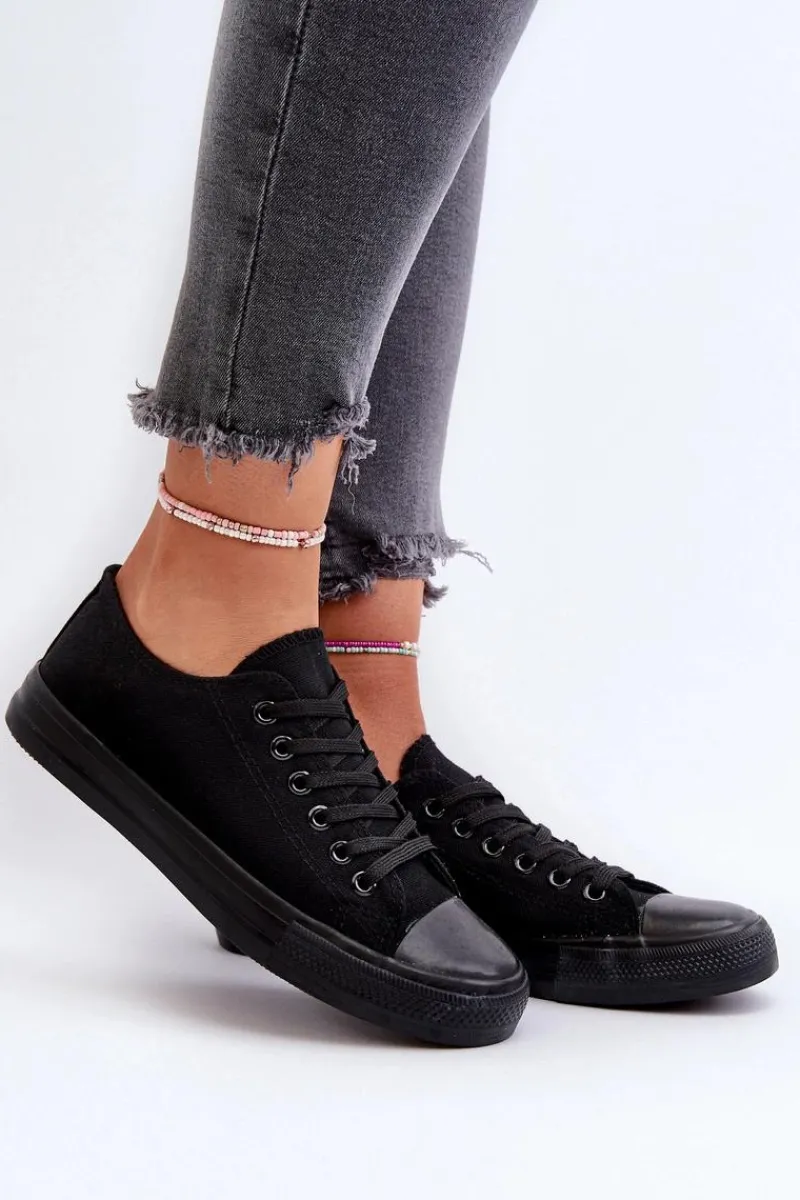 Trampki Damskie Niskie>Boto Trampki Damskie Klasyczne Niskie Czarne Caelira