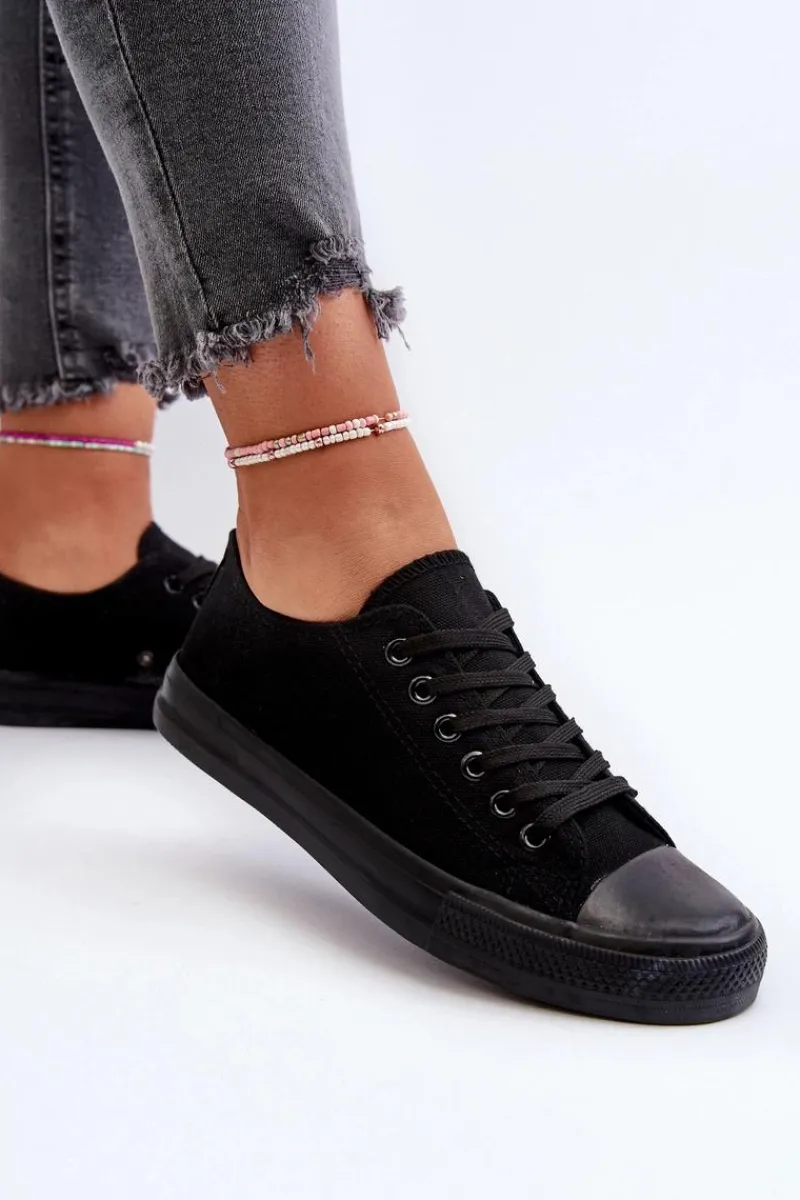 Trampki Damskie Niskie>Boto Trampki Damskie Klasyczne Niskie Czarne Caelira