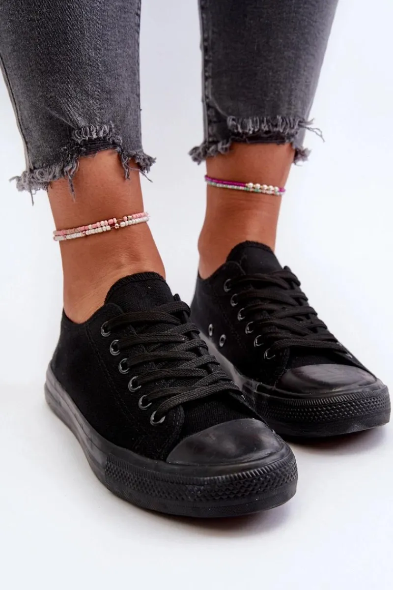 Trampki Damskie Niskie>Boto Trampki Damskie Klasyczne Niskie Czarne Caelira