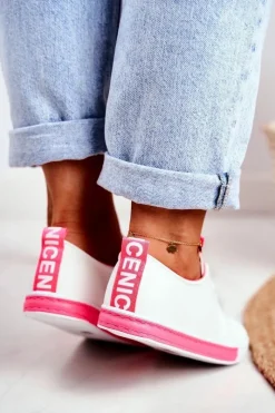 Clearance Trampki Damskie Klasyczne Biało-Neonowo Różowe Ville Damskie Trampki Damskie Niskie