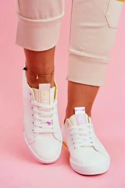 Trampki Damskie Niskie></noscript>Boto Trampki Damskie Klasyczne Żółte Ville