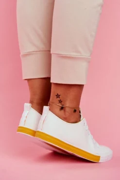 Trampki Damskie Niskie></noscript>Boto Trampki Damskie Klasyczne Żółte Ville