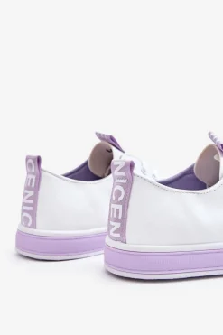 Sale Trampki Damskie Klasyczne Biało-Fioletowe Ville Damskie Trampki Damskie Niskie