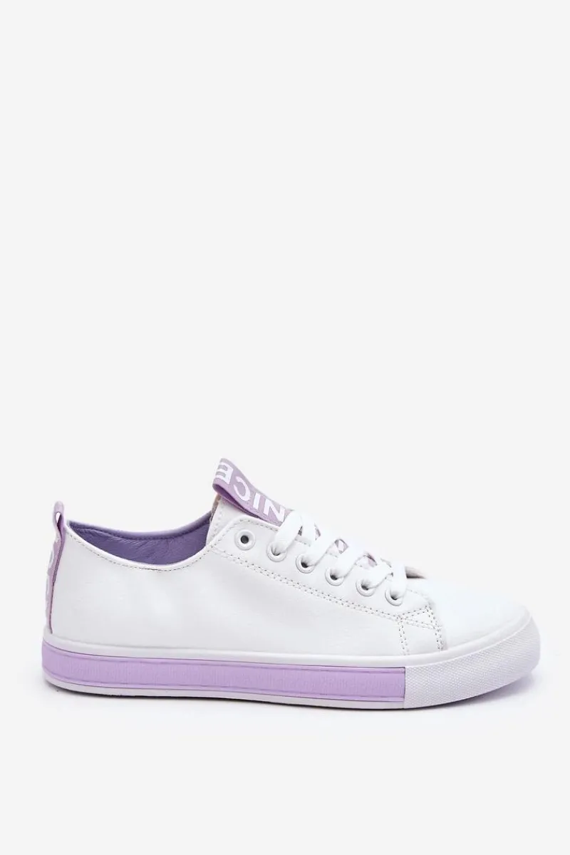 Sale Trampki Damskie Klasyczne Biało-Fioletowe Ville Damskie Trampki Damskie Niskie