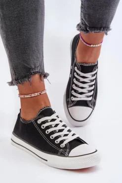 Trampki Damskie Niskie>Boto Trampki Damskie Klasyczne Niskie Czarne Caelira